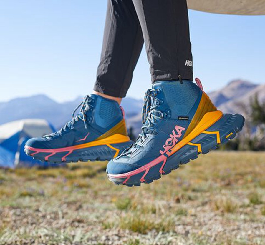 Botas De Montaña Hoka One One Mujer - Tennine Hike Gore-Tex - Azules - GEV216548